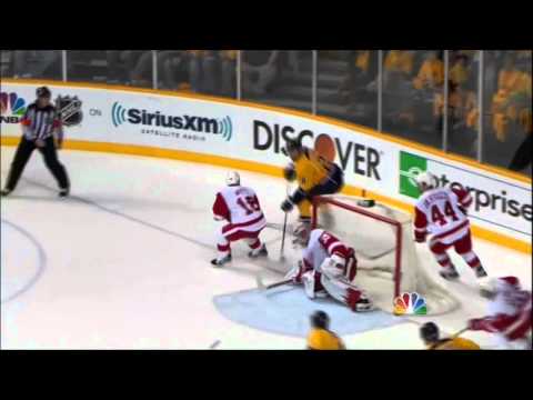Shea Weber goal. Detroit Red Wings vs Nashville Predators 4/13/12 NHL Hockey