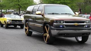 Flip Flop Suburban on 30" Gold Ballers Buick on Forgi's and Jag at Mlk Park (Stunt Sundays)