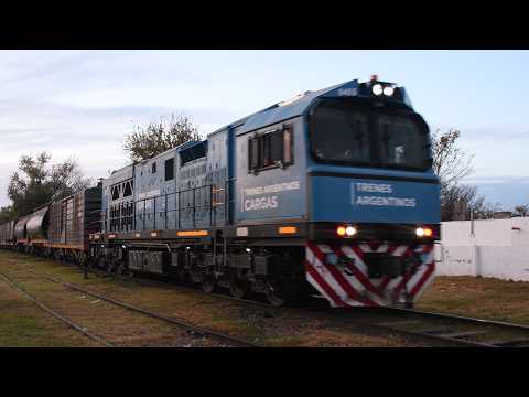 [4K] Tren vacio de NCA con destino a General Deheza pasando por Marcos Juárez al amanecer!!!!!!