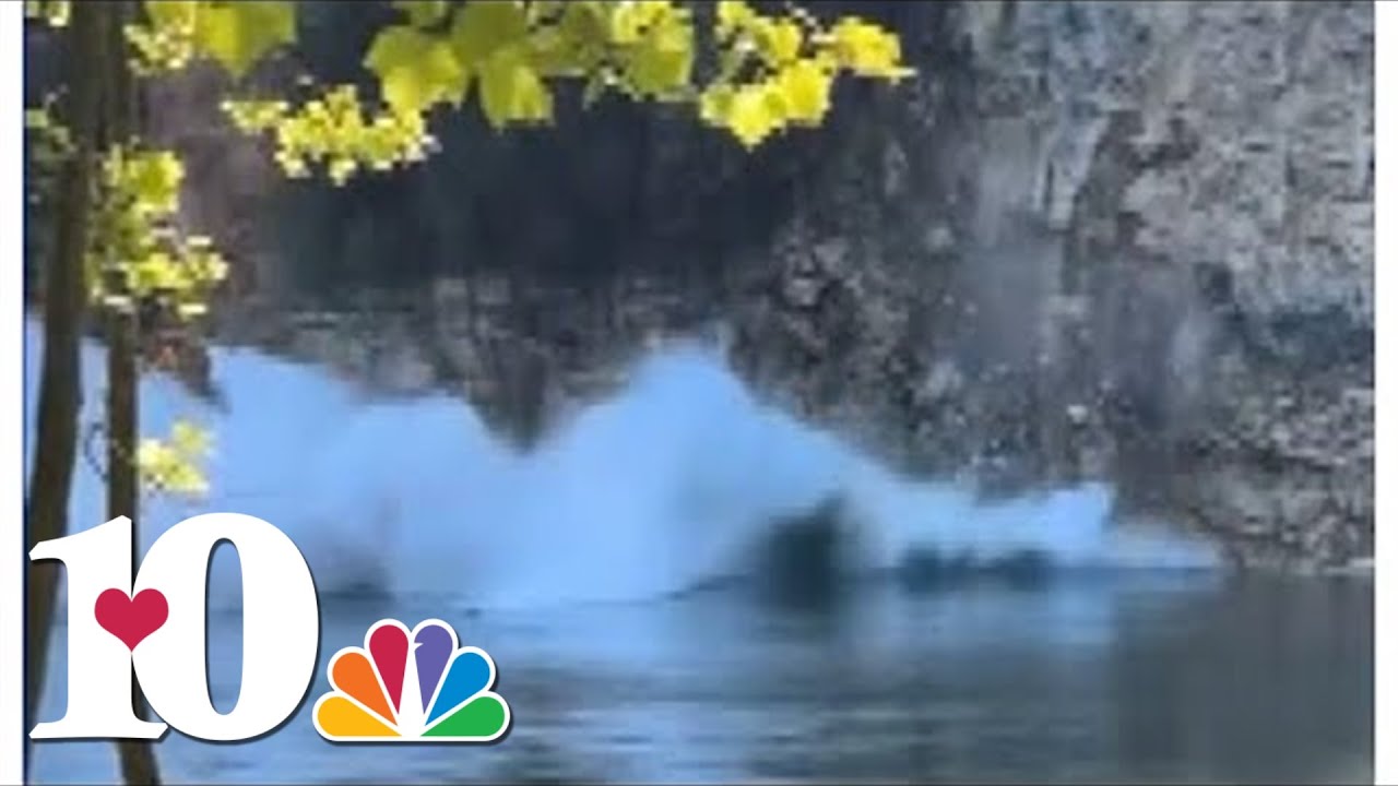 Wild video shows massive rock wall collapsing into Mead's Quarry Lake