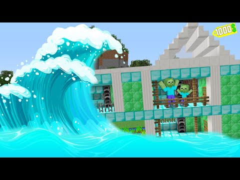 $1000 100% SAFE HOME VS TSUNAMI 😱 - Minecraft