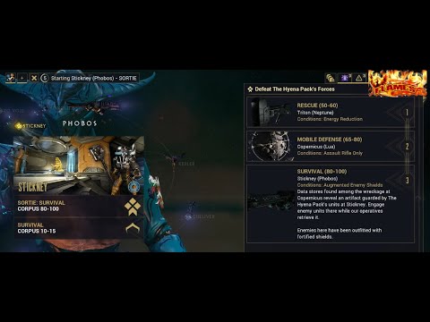 Warframe Stickney (Phobos) Mission Survival level 80-100