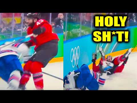 Tom Wilson HUGE Hit on Dylan Larkin | Team USA vs Team Canada 2026 Men's Ice Hockey