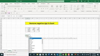 Remove negative sign in Excel