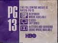 HBO PG 13 Rating Bumper 1989