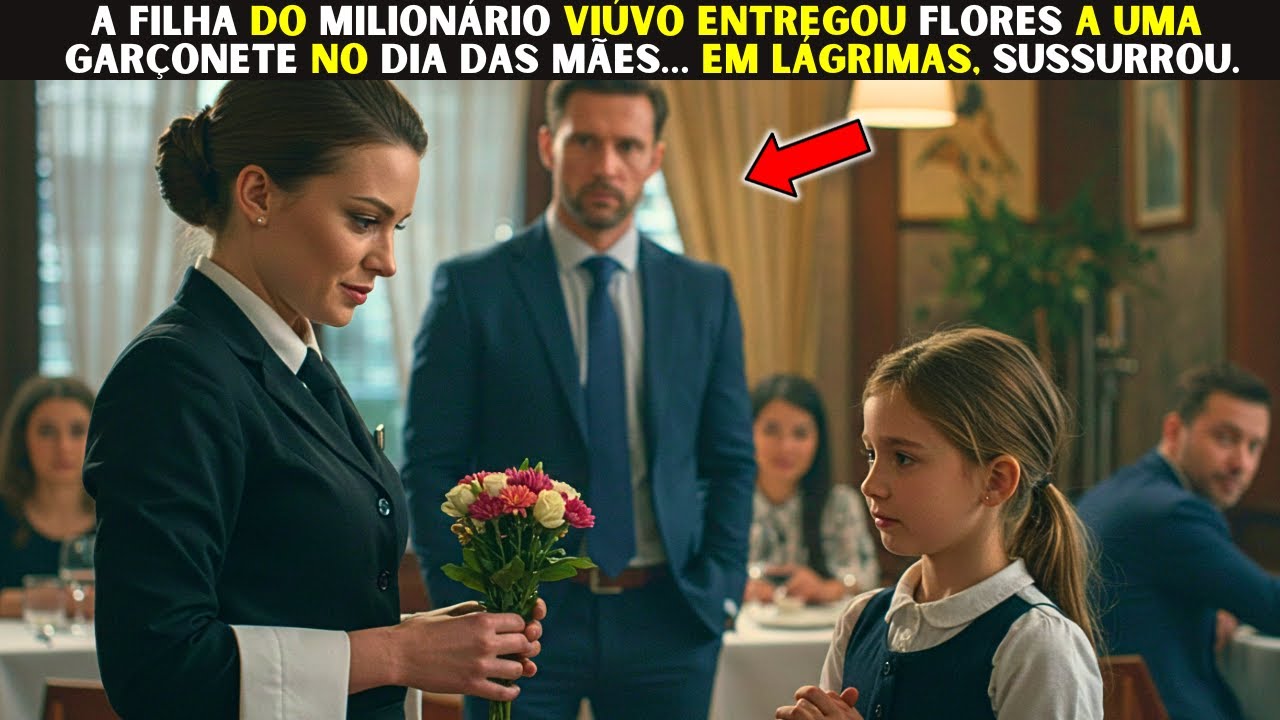 A FILHA DO MILIONÁRIO VIÚVO ENTREGOU FLORES A UMA GARÇONETE NO DIA DAS MÃES… EM LÁGRIMAS, SUSSURROU.