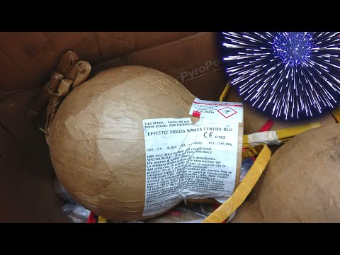 200mm / 8" Inch Italian Firework Shell | Pioggia Bianca Centro Blu - PIROMAGIA | Ital. Kugelbombe