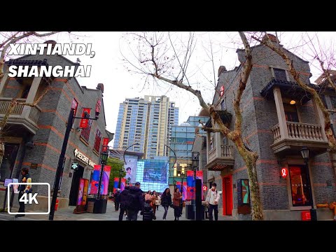 Excursão a pé em Xangai Xintiandi | A rua de pedestres mais elegante | Caminhada de inverno em Xangai 2023
