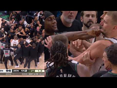 Nikola Jokic HEATED with Jaden McDaniels and starts FIGHT for scoring at end of game