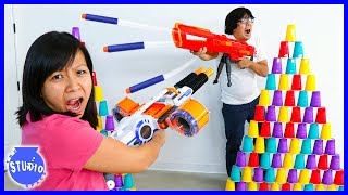 Nerf Battle Blasters Review Challenge and Target Practice !!