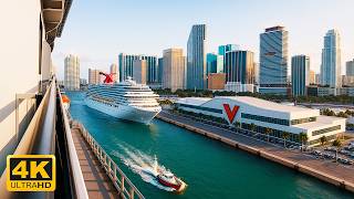 🛳️ Scarlet Lady Cruise Ship Arrival & Docking in Miami Port | Virgin Voyages  [4K]