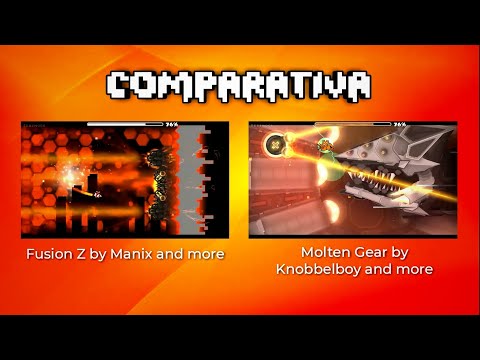 Fusion Z by Manix and more VS. Molten Gear by Knobbelboy and more (Comparación) - Geometry Dash 2.11