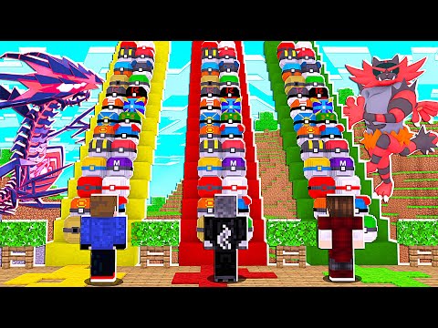 SUBINDO A ESCADA DAS NOVAS LUCKY PIXELMON DE POKÉMON INICIAL vs LENDÁRIO - MINECRAFT PIXELMON MOD