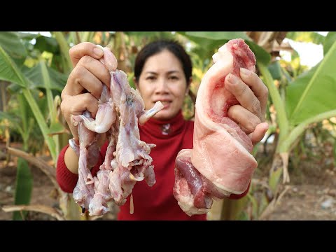 Finding Frogs In Crab Caves  - Cooking Frog With Pork Recipe -  Khmer Food TV