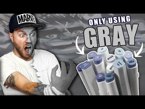 Coloring using EVERY GREY MARKER I own - THERE'S SO MANY !!!