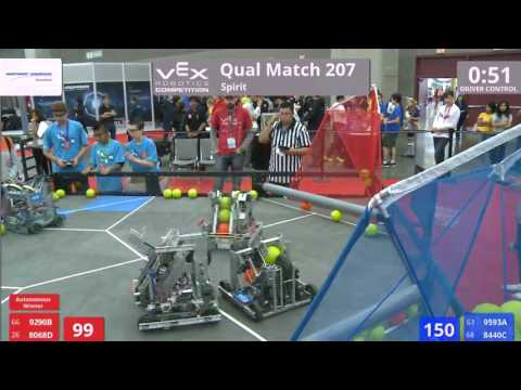 VEX Worlds 2016 - VRC Middle School - Spirit - Qual 207 (9290B 8068D) 152 vs 105 (9593A 8440C)