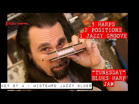 How To Not Suck with some Jazzy Blues Harmonica - 3 Harp Blues Jam,  Backing Track -  Tunesday 72