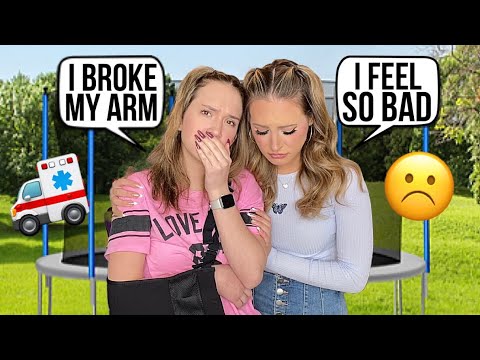SHE BROKE HER ARM?! 🚑🫣🩻 *WAS NOT EXPECTING THIS* ☹️ #trampoline #fail #sad