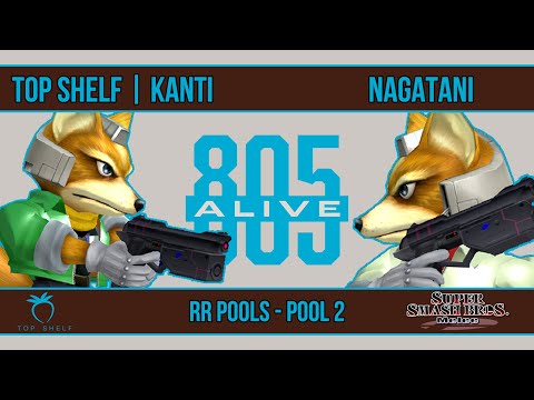 805 Alive - Top Shelf | Kanti (Fox) VS nagatani (Fox) - SSBM - RR Pools (Pool 2)