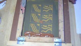 Silk Screen silkscreen transfers on clay vases.