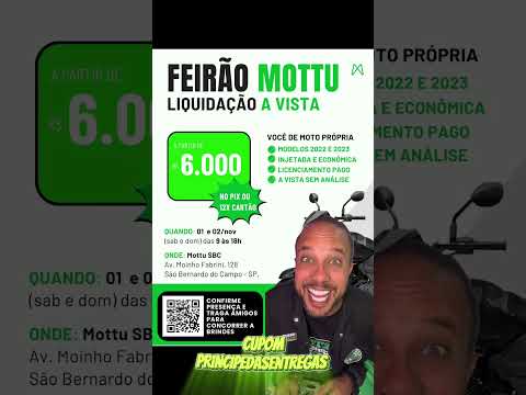 Feirão de venda das mottu em São Paulo, vai acontecer dias 1 e 2 de novembro na base de São Bernardo