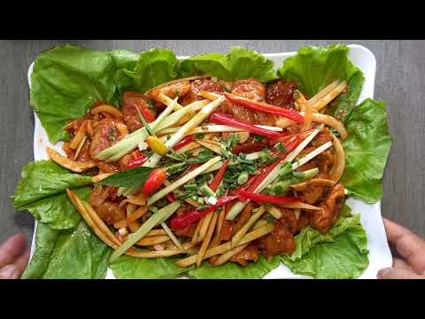 cách làm giò sống, cá thác lác sốt soài xanh