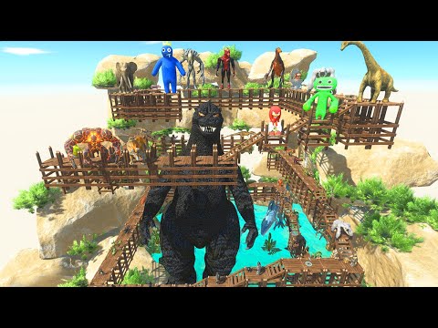 Parkour & Hunting BIG BOSS GODZILLA - Jumping in Lake with Bloop - Animal Revolt Battle Simulator