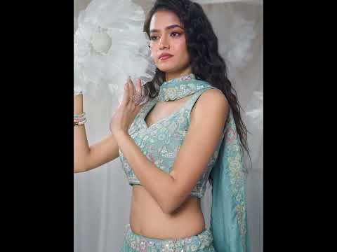 Sea Green Pure Chiffon Sequins and thread embroidery Semi-Stitched Lehenga choli & Dupatta