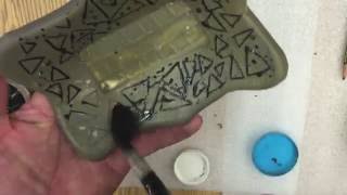 How to make slab Inlay slab plates Part 2 Pottery I Faux Mishima/ Inlay