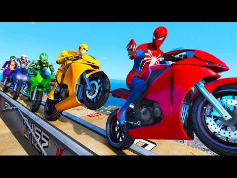 Desafio legais em Carros, Motos, Caminhões com Homem Aranha, Duende Verde e Super Heróis GTA V