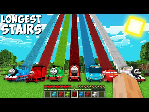 I Found LONGEST STAIRS of THOMAS and FRIENDS & CHOO CHOO CHARLES & MCQUEEN & TAYO in Minecraft !