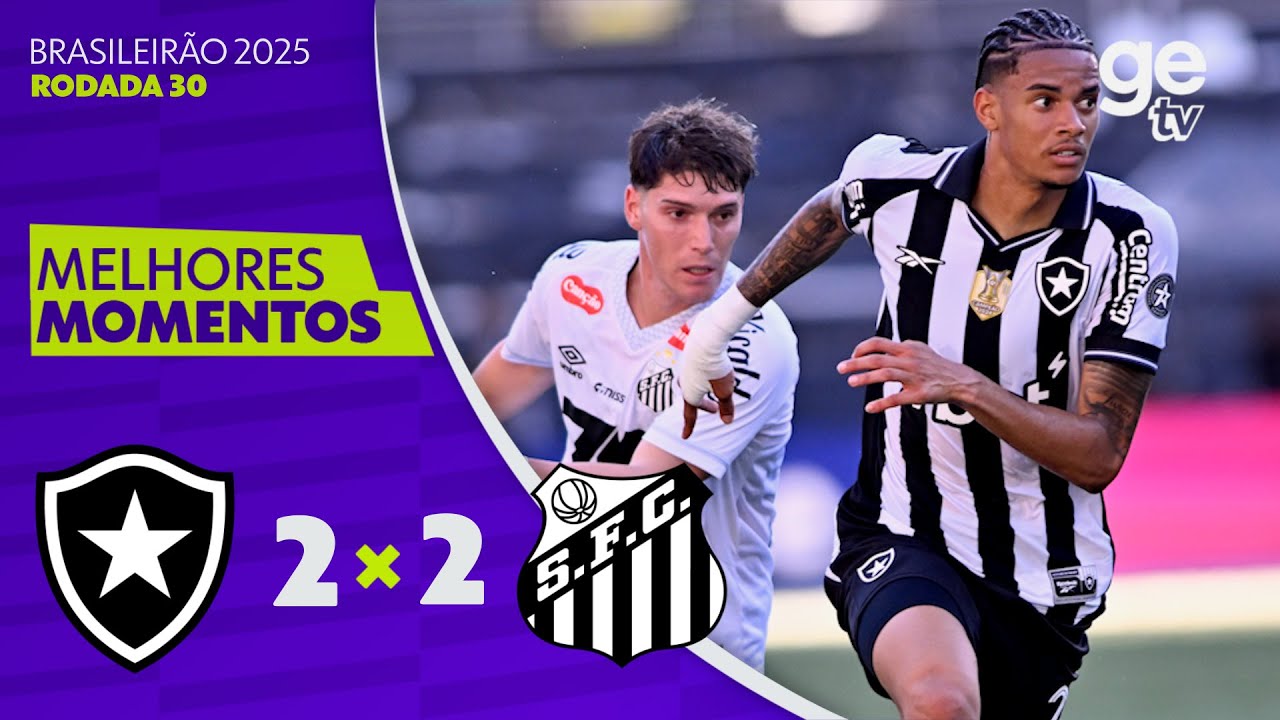 VÍDEO | Gols e melhores momentos de Botafogo 2 x 2 Santos no Niltão pelo Brasileiro 2025 VÍDEO | Gols e melhores momentos de Botafogo 2 x 2 Santos no Niltão pelo Brasileiro 2025
