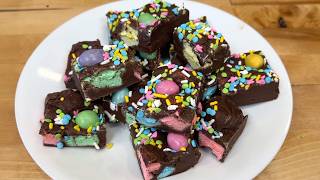 Quick No-Bake Homemade Chocolate Easter Fudge! No Oven or Flour!
