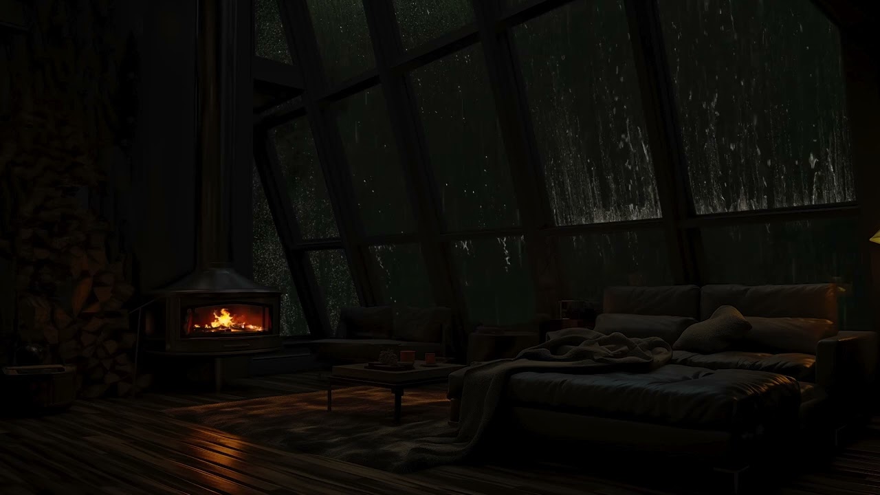 Drifting Away The Stress And Fall Asleep Instantly 🌧️ Cozy Attic Bedroom with Fireplace for Sleeping
