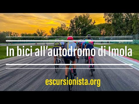 By bike at the Imola racetrack, the formula 1 circuit, with a beautiful sunset