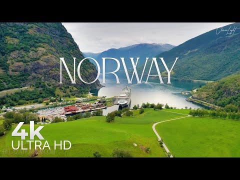 Norway 4K • Amazing Beautiful Nature of Aurlandsfjord with Piano Relaxing 3 hours • Relaxation FIlm