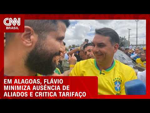 Flávio Bolsonaro minimiza ausência de aliados e critica tarifaço durante agenda | CNN PRIME TIME