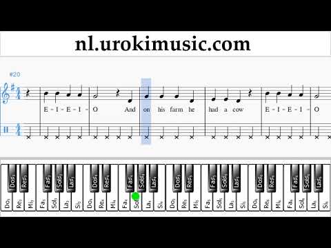 Piano Leren Spelen (rechter hand) Old MacDonald - Had a Farm Tablatura Deel#2 um-b799