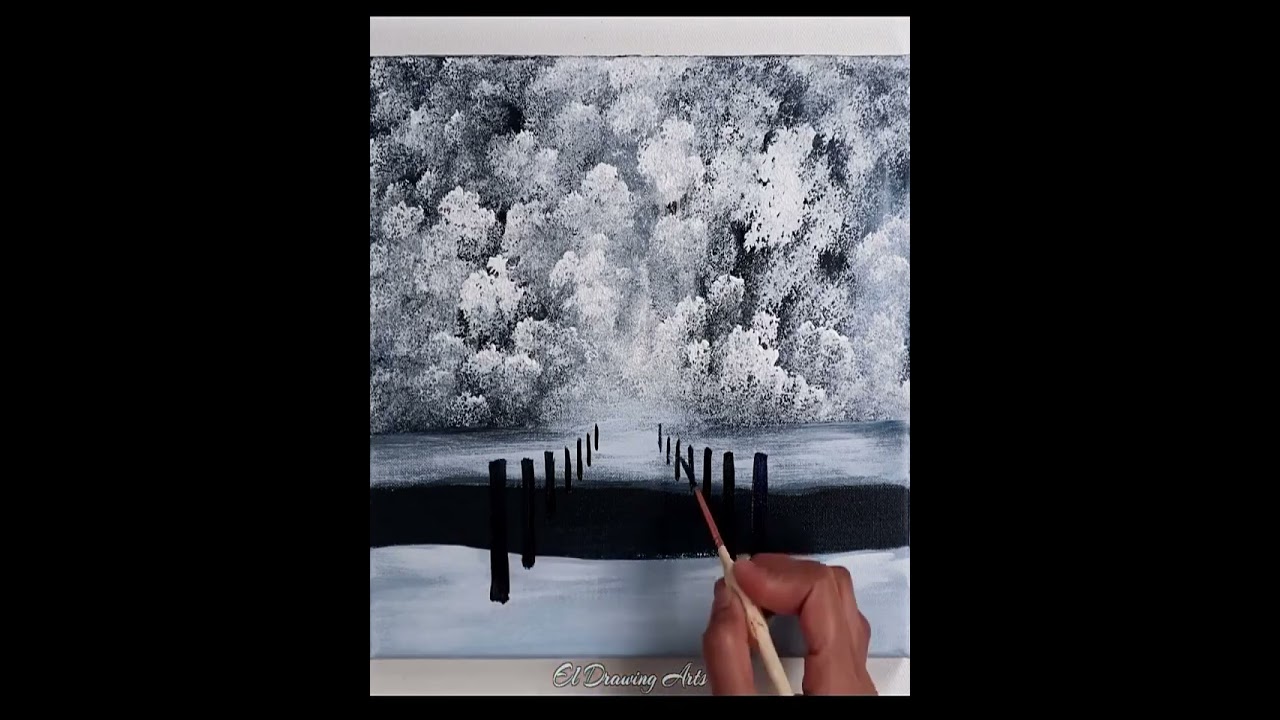 Snowy Bridge in Winter: Acrylic Painting Tutorial