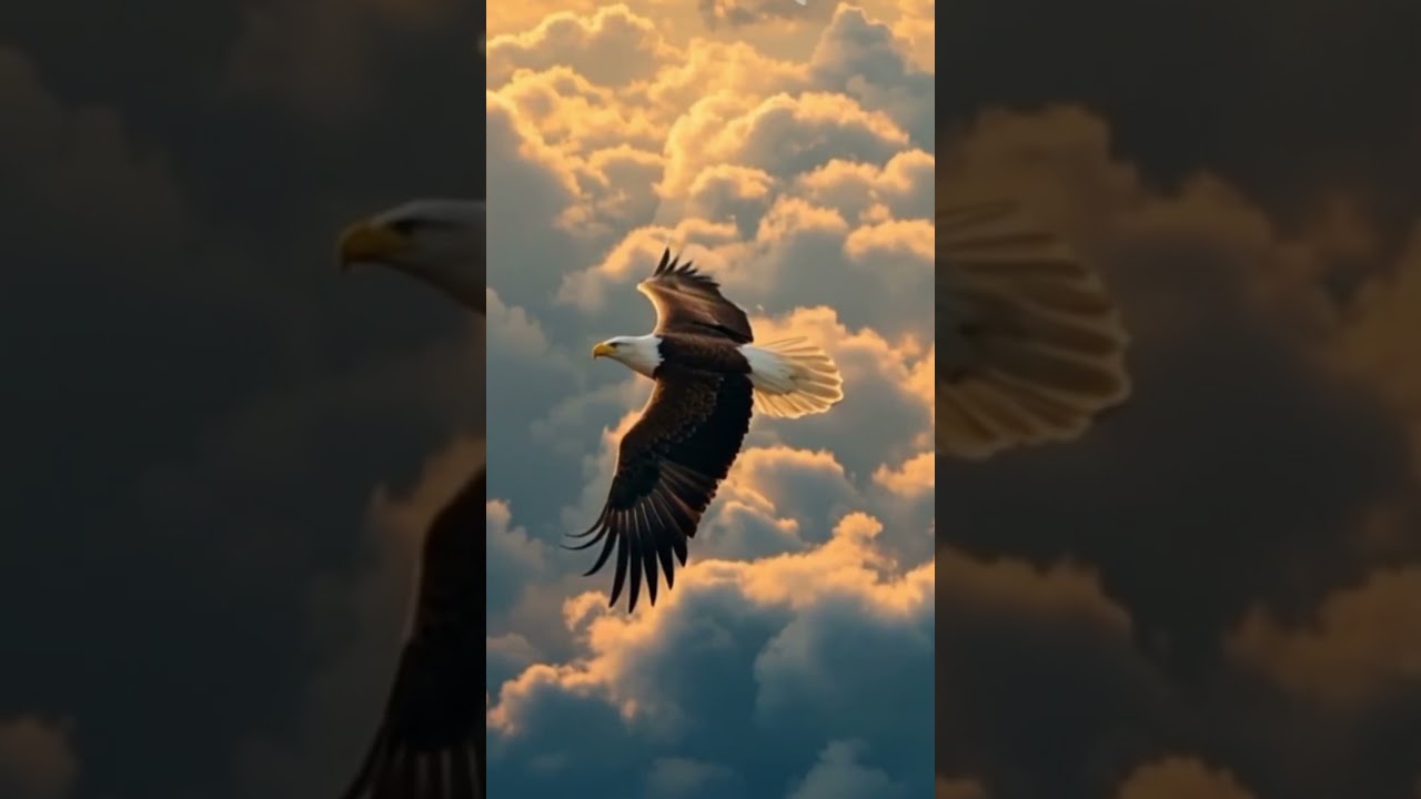 Majestic Eagle Flying Above the Clouds | Symbol of Freedom & Strength