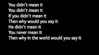 Jasmine Villegas - Didn&#39;t Mean It - Lyrics