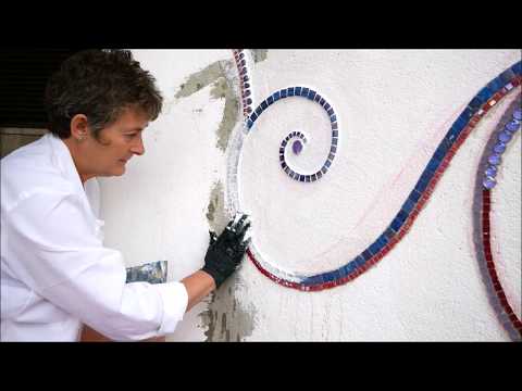 Alice-ART Mosaik auf einer Außenwand selber machen, Mosaic on an outside wall (selfmade)