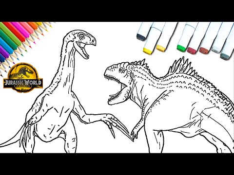 How to Draw a Therizinosaurus vs Giganotosaurus | Jurassic World Dominion | Easy