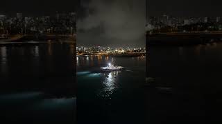 🚢🇯🇵Costa Serena: Naha Cruise Terminal view at night from Balcony Cabin 歌詩達郵輪 莎倫娜號 陽台房 晚上 日本 沖繩 那覇