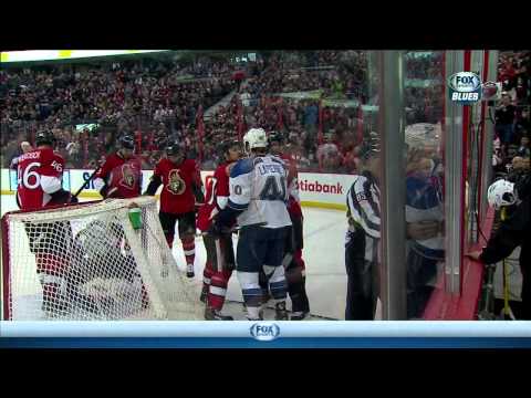 Robin Lehner robs Alexander Steen St. Louis Blues vs Ottawa Senators 12/16/13 NHL Hockey.