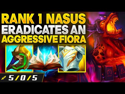 Rank 1 Nasus Eradicates Aggressive Fiora (NO DEATHS)!  | Carnarius | League of Legends
