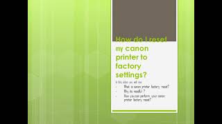 how do i reset canon printer to its factory setting