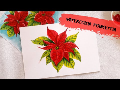 How to paint a realistic Poinsettia Flower using watercolor | Watercolor  Tutorial for Beginners