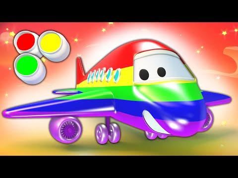 Play & Learn Colors with Cartoon Airplane Song - Finger Family Nursery Rhymes