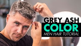 Mens Hair Color Tutorial - Grey Hairstyle Transformation